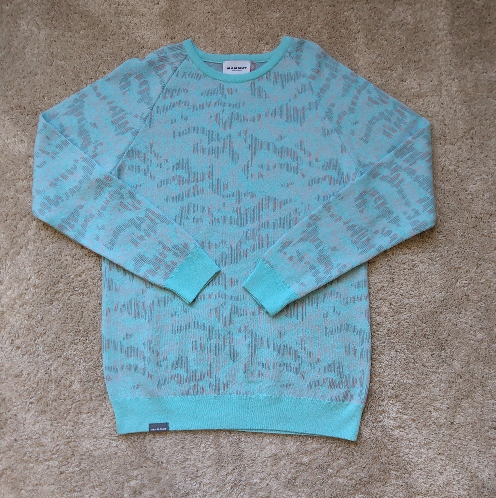 Mammut crew neck sweater mens blue wool pullover size M